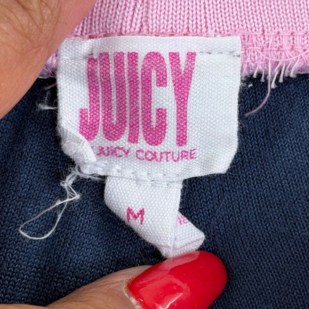 Juicy Couture Shorts Women Size M Navy Blue Velour Dolphin Y2K Sporty Coquette